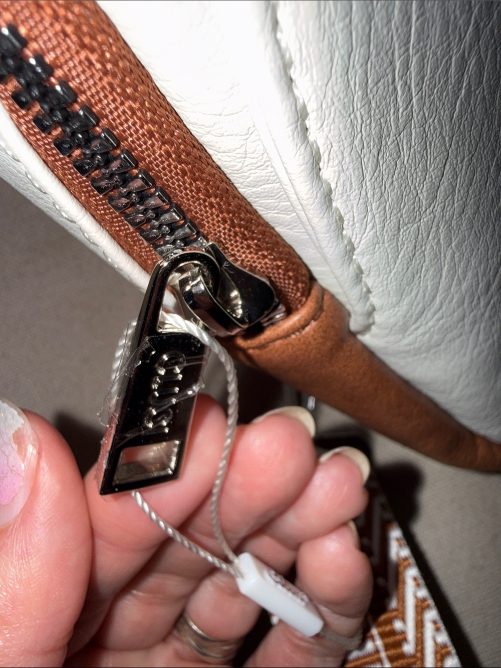 Cluci Cream and Brown Crossbody Sling Bag - Picture 13 of 13